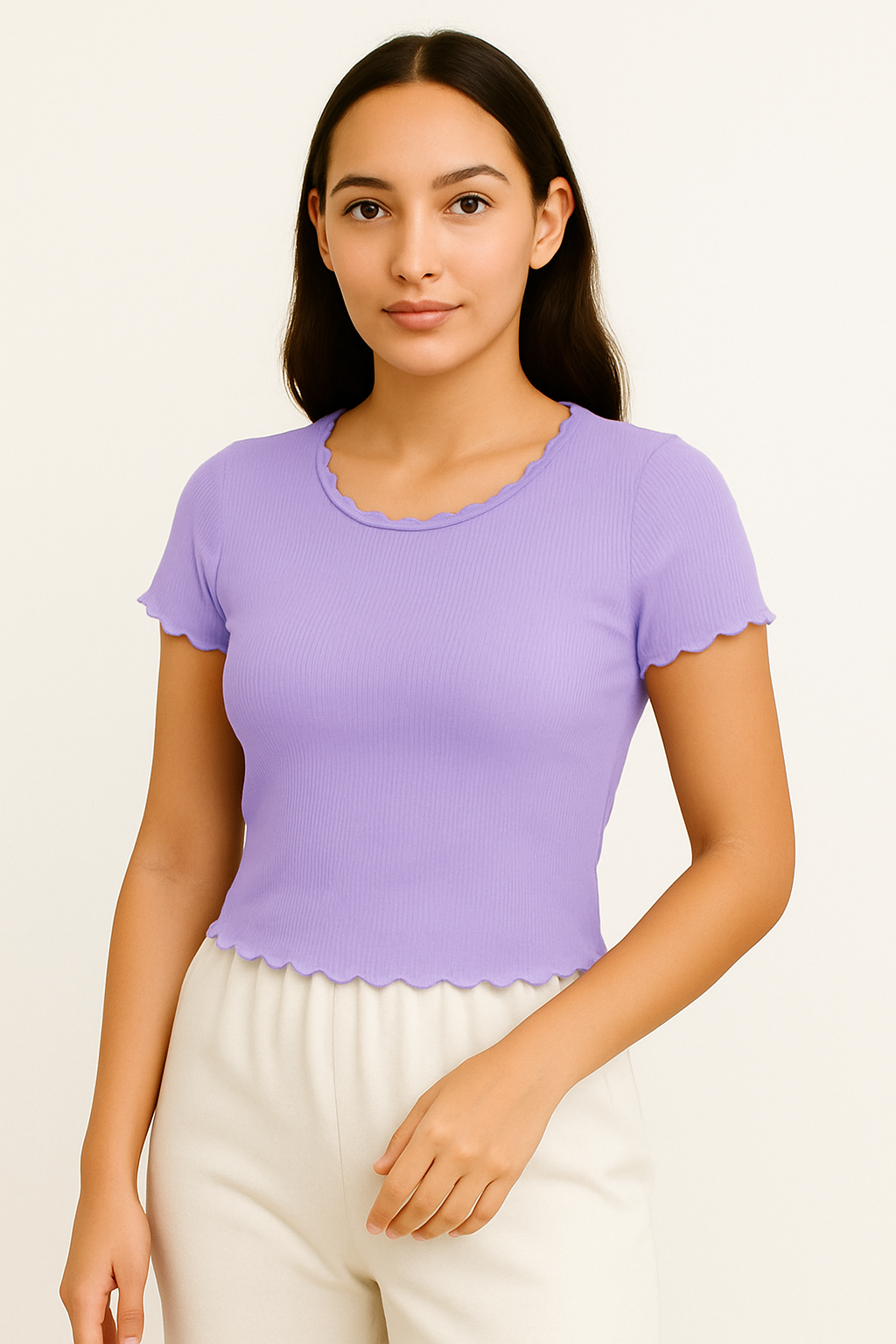 Half Sleeve Wide Neck Crop Top